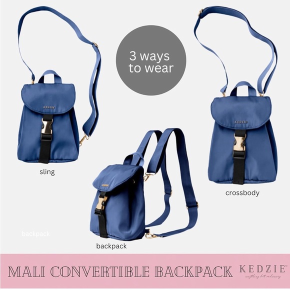KEDZIE Mali Convertible Backpack Sling Crossbody Bag with Buckle Clip - Picture 4 of 4
